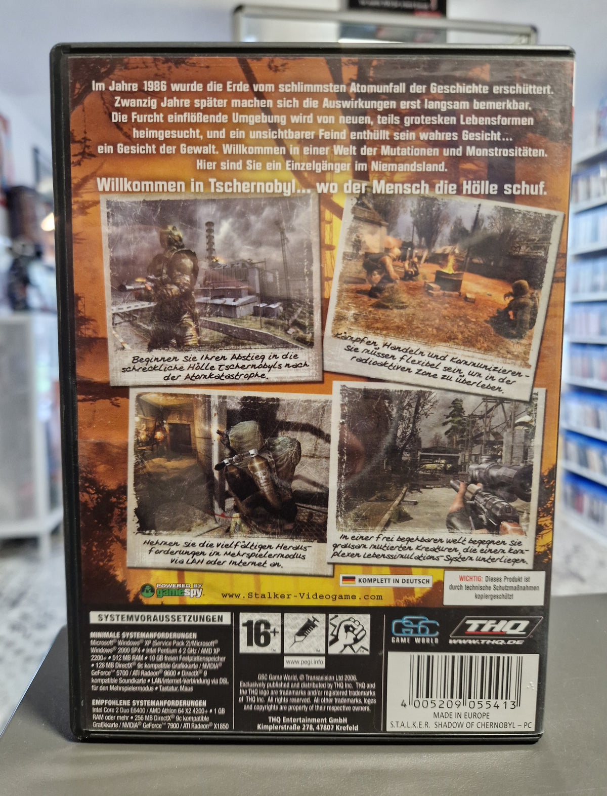Rückseite der PC Hülle von STALKER Shadow of Chernobyl mit Barcode 4005209055413