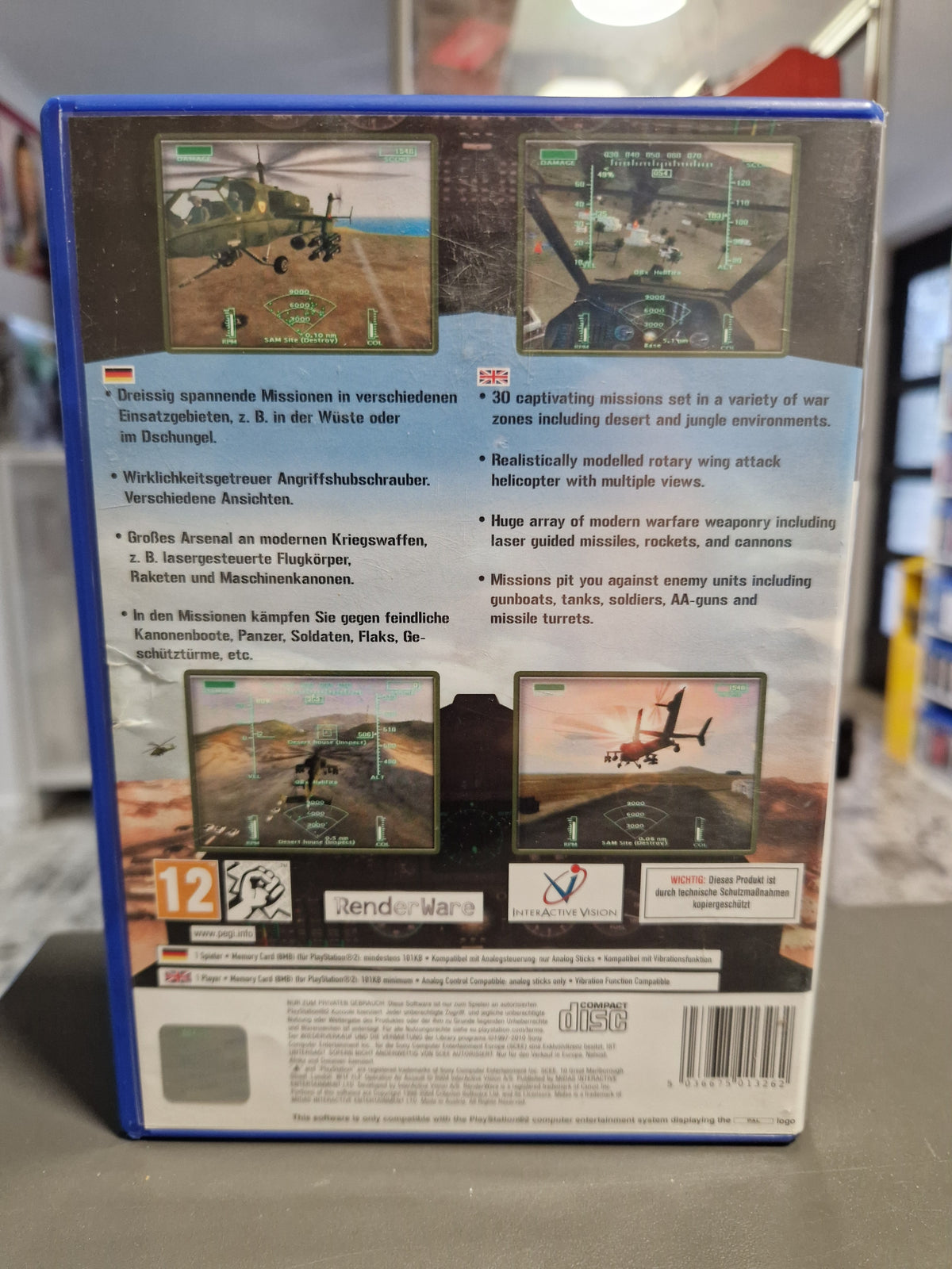 Rückseite der PS2 Hülle von Operation Air Assault mit Barcode