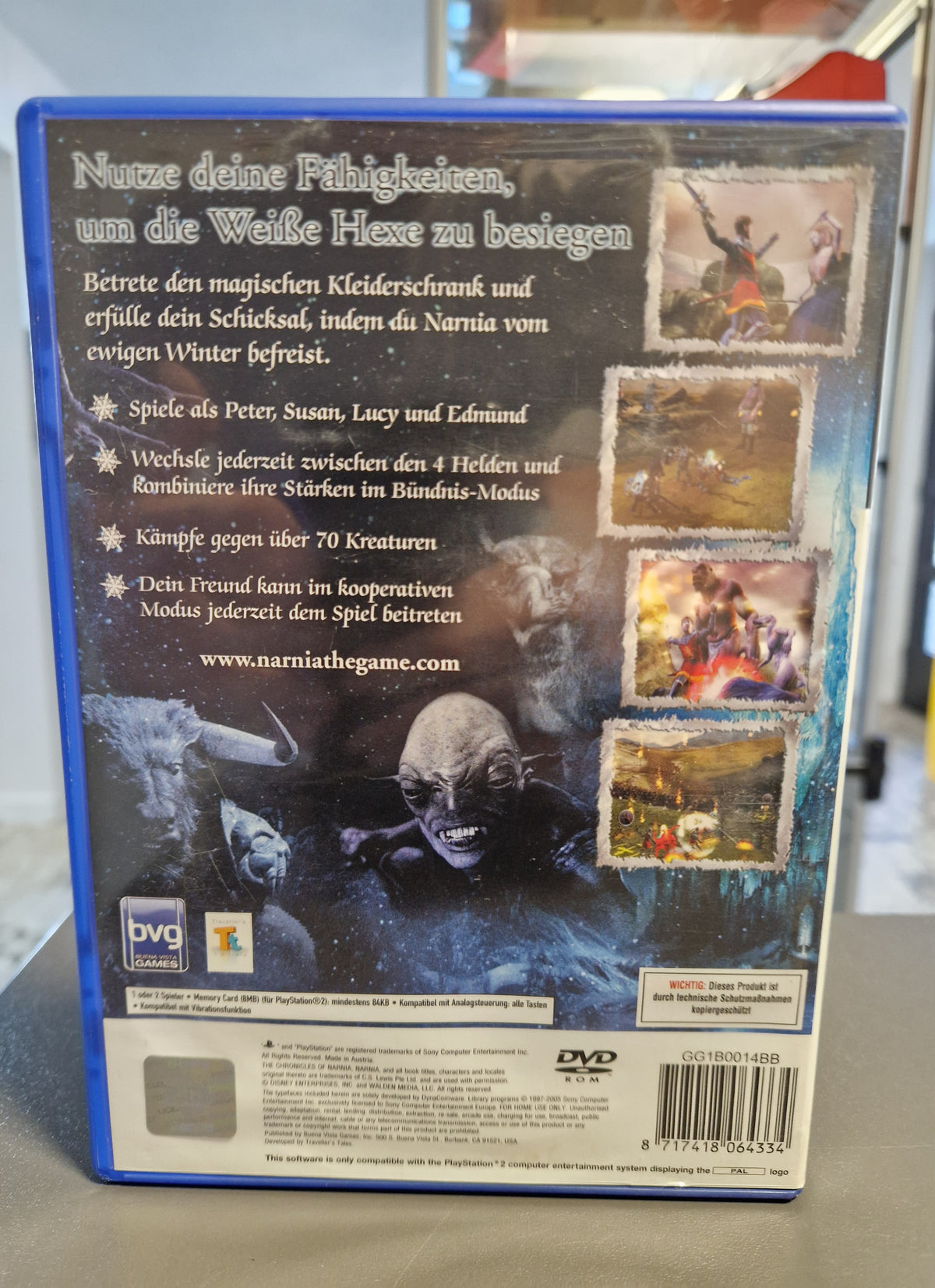 Rückseite der PS2 Hülle von Die Chroniken von Narnia mit Barcode 8717418064334