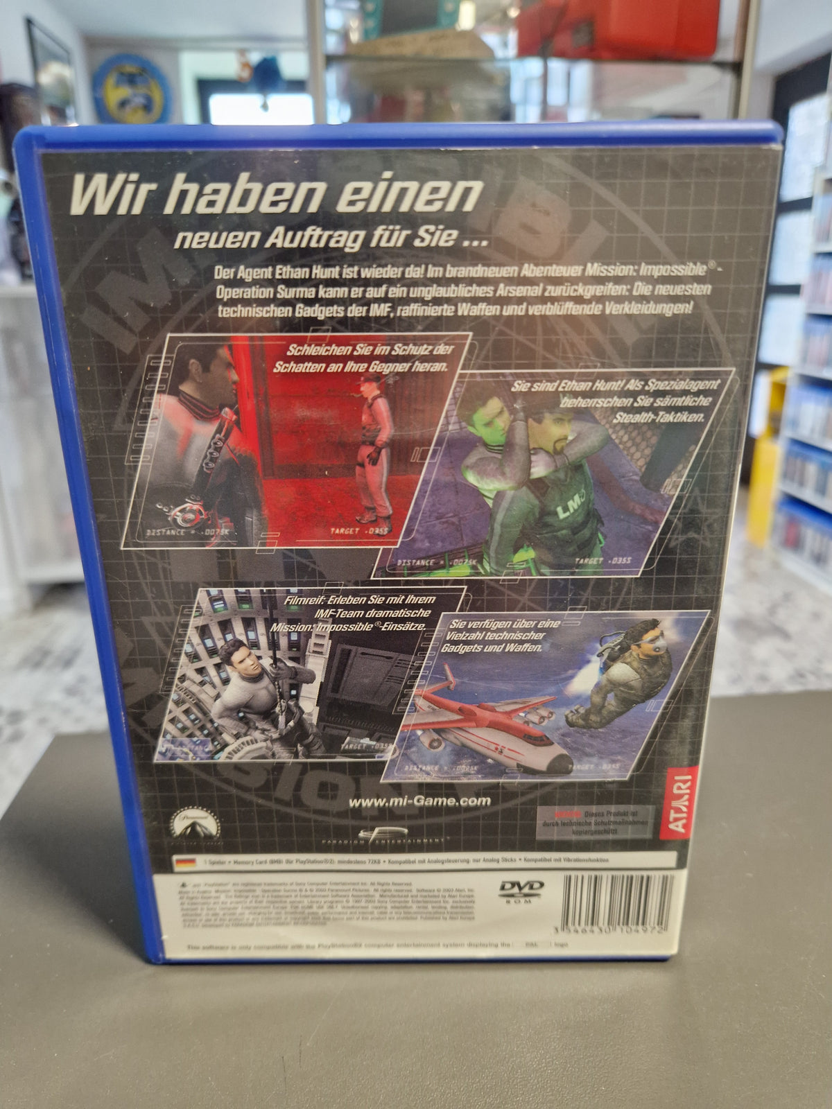 Rückseite der PS2 Hülle von Mission Impossible Operation Surma mit Barcode 3546430104972