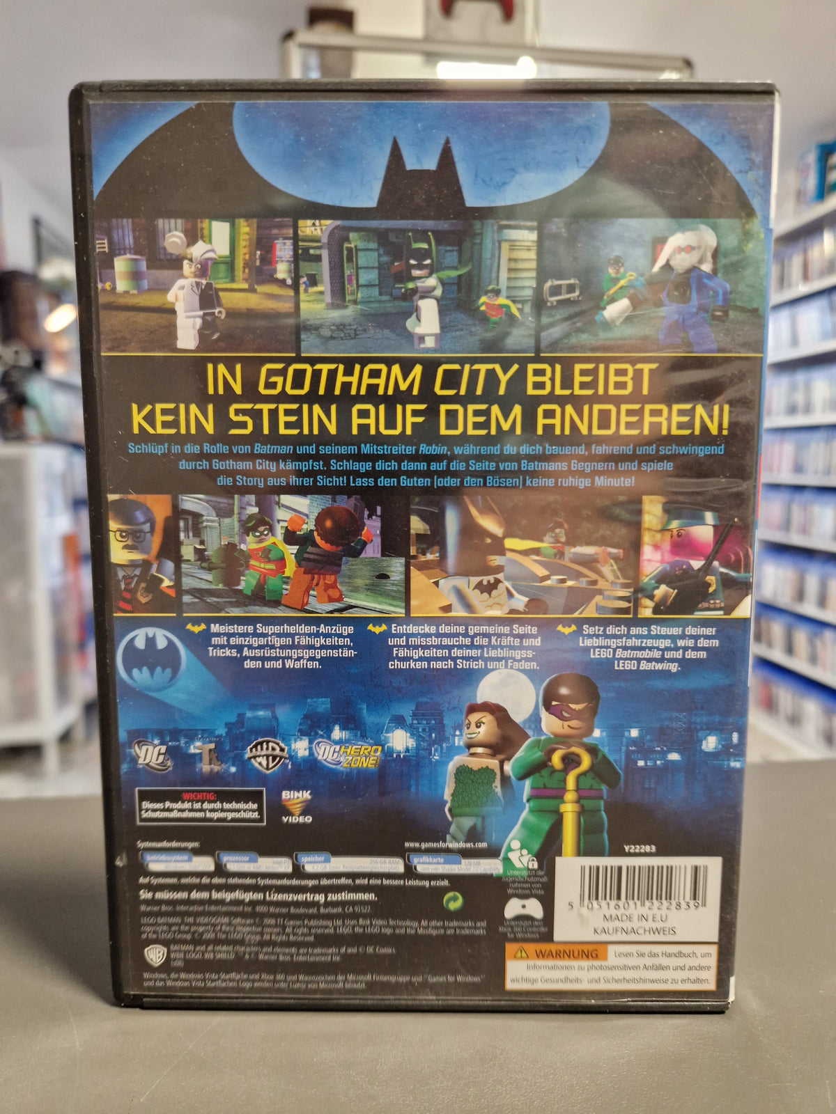 Rückseite der PC Hülle von LEGO Batman Das Videospiel mit Barcode 5031601222839