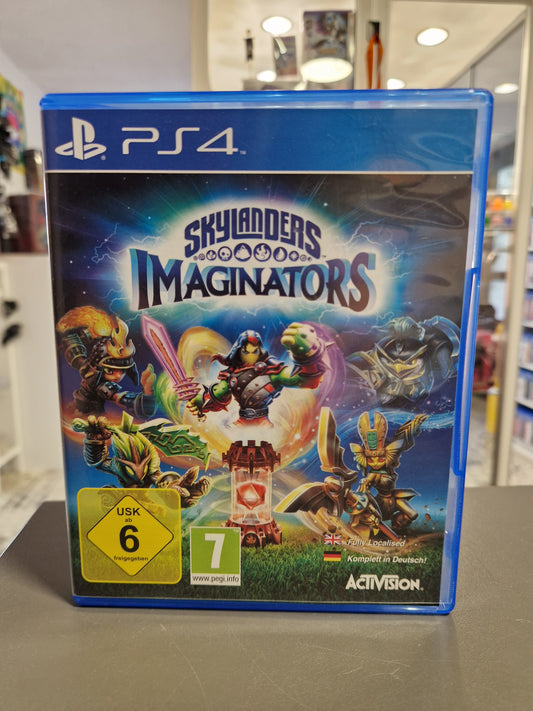 Vorderseite der PS4-Spielehülle von Skylanders Imaginators mit USK 6 und PEGI 7 Logo, erhältlich bei Memory Lane Rhauderfehn.