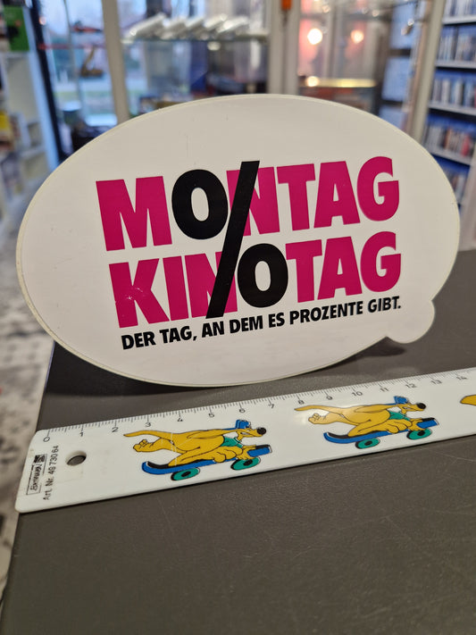 Vintage Aufkleber Montag Kinotag Kinowelt Marketing – Pink Schwarz Design