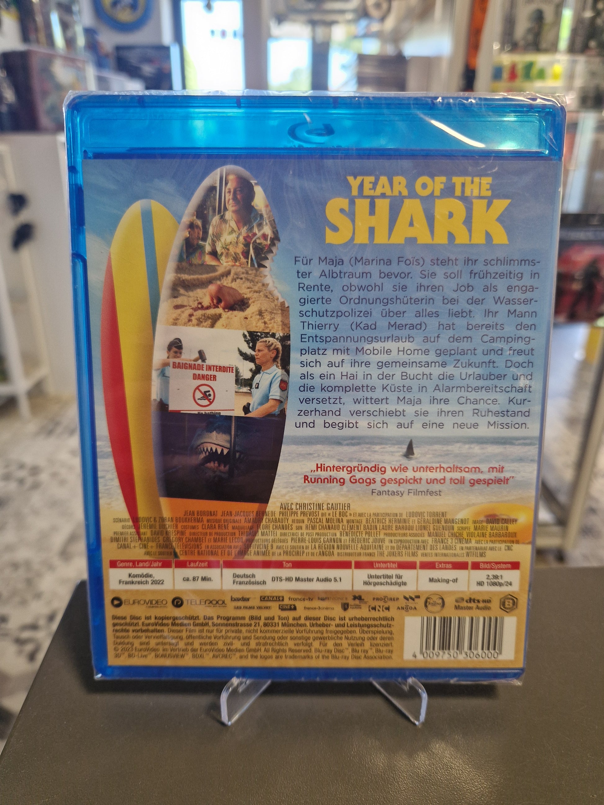 Rückseite der Year of the Shark Blu-ray Hülle mit Filminhalt