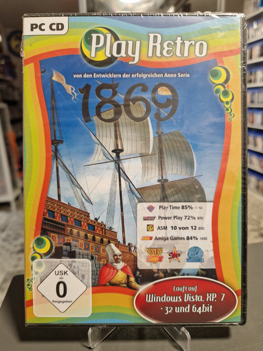 Vorderseite der originalversiegelten PC Hülle 1869 Erlebbare Geschichte Teil 1 Play Retro Edition.