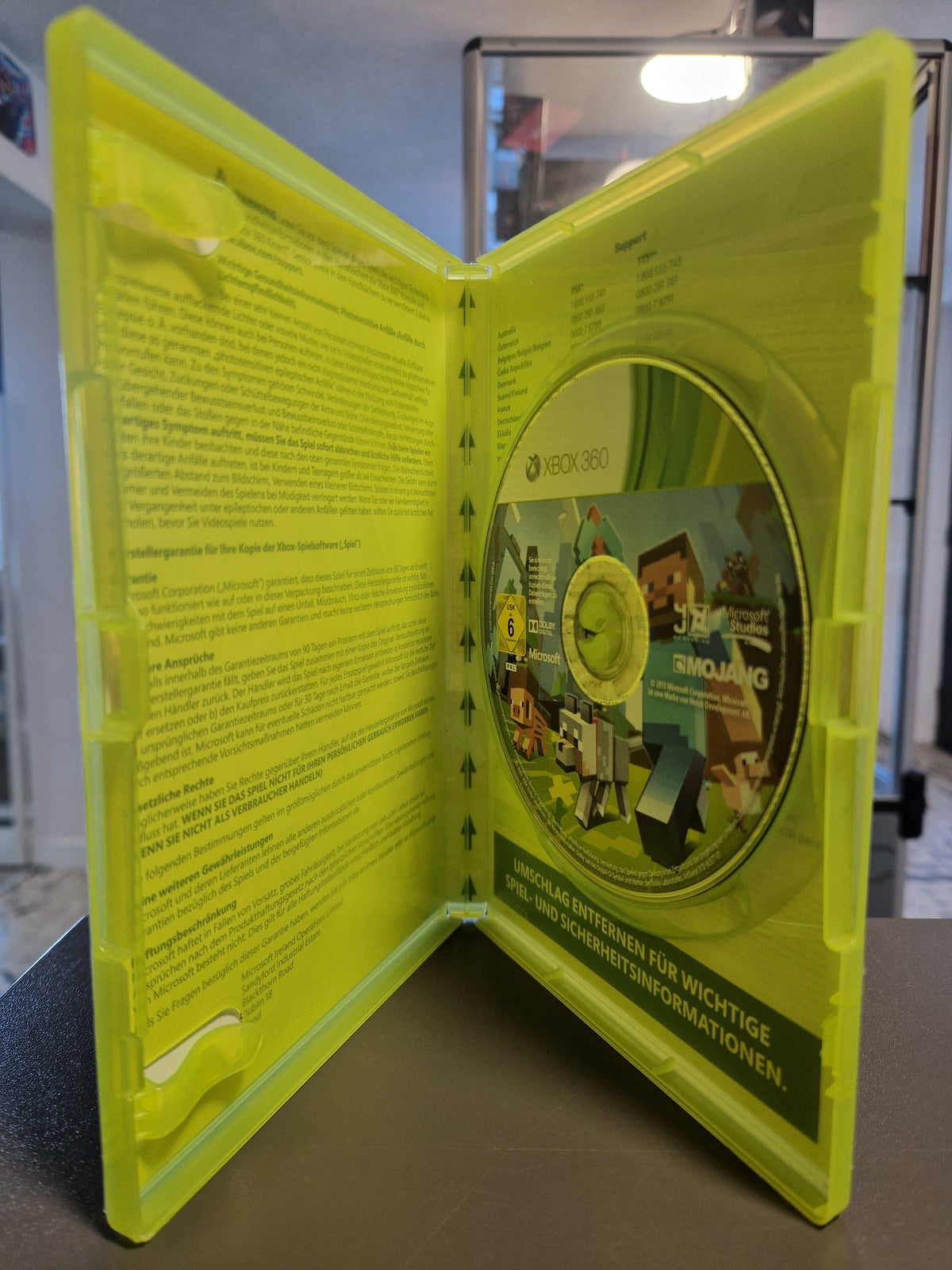 Geöffnete Xbox 360 Hülle von Minecraft