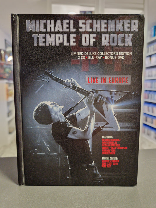 Vorderseite des Mediabooks Michael Schenker Temple of Rock Live in Europe Limited Deluxe Collector's Edition.