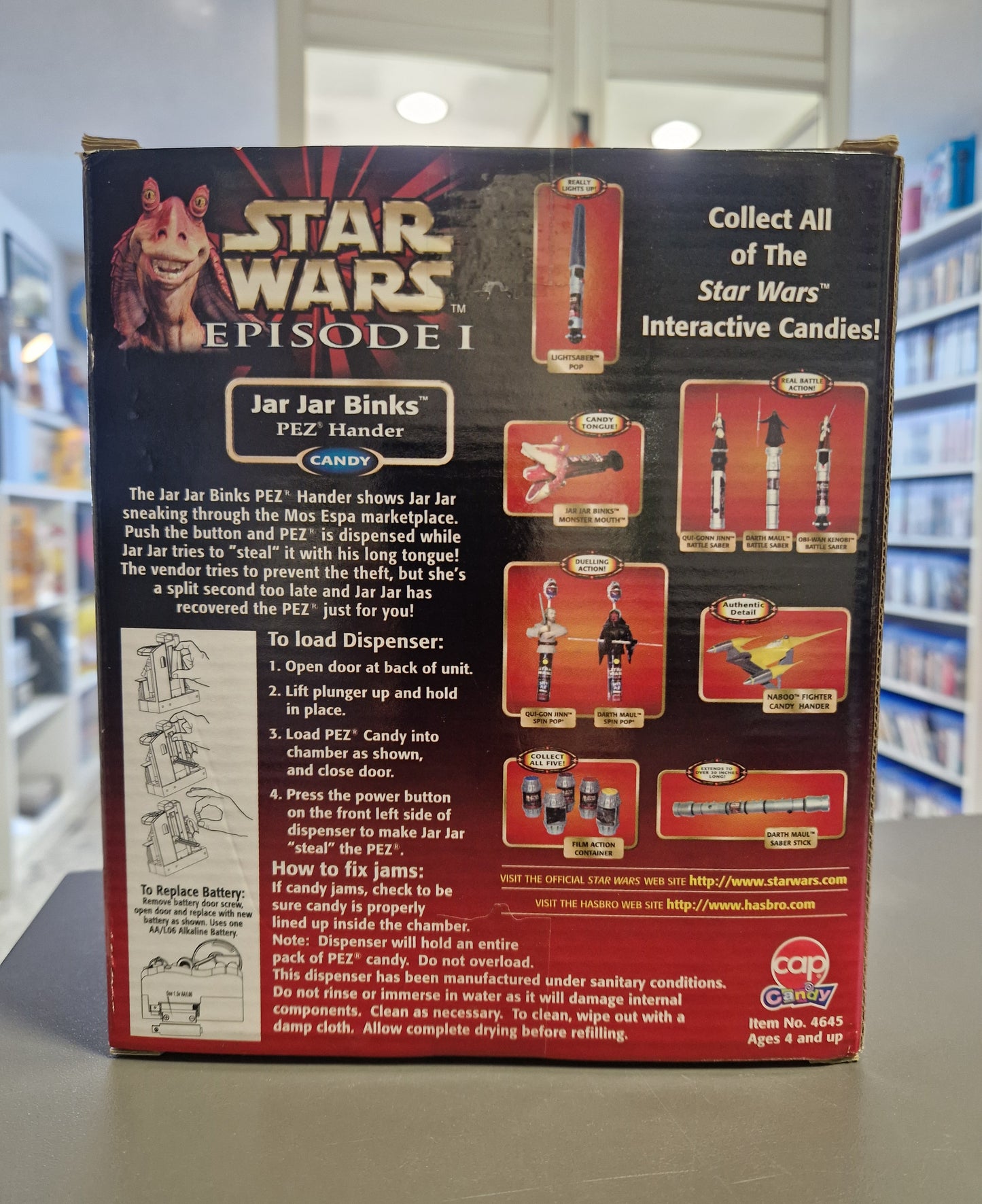 Star Wars Episode I - Jar Jar Binks PEZ Hander | Mos Espa Szene | NEU & OVP (1999)