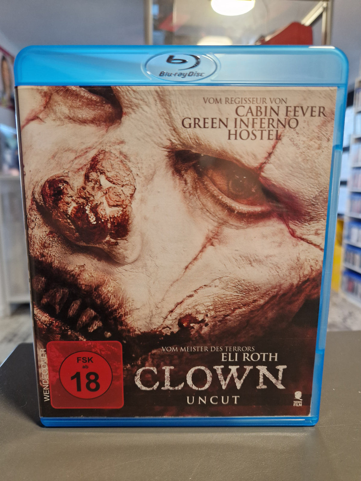 Vorderseite der Blu-ray Hülle von Eli Roth Clown Uncut.