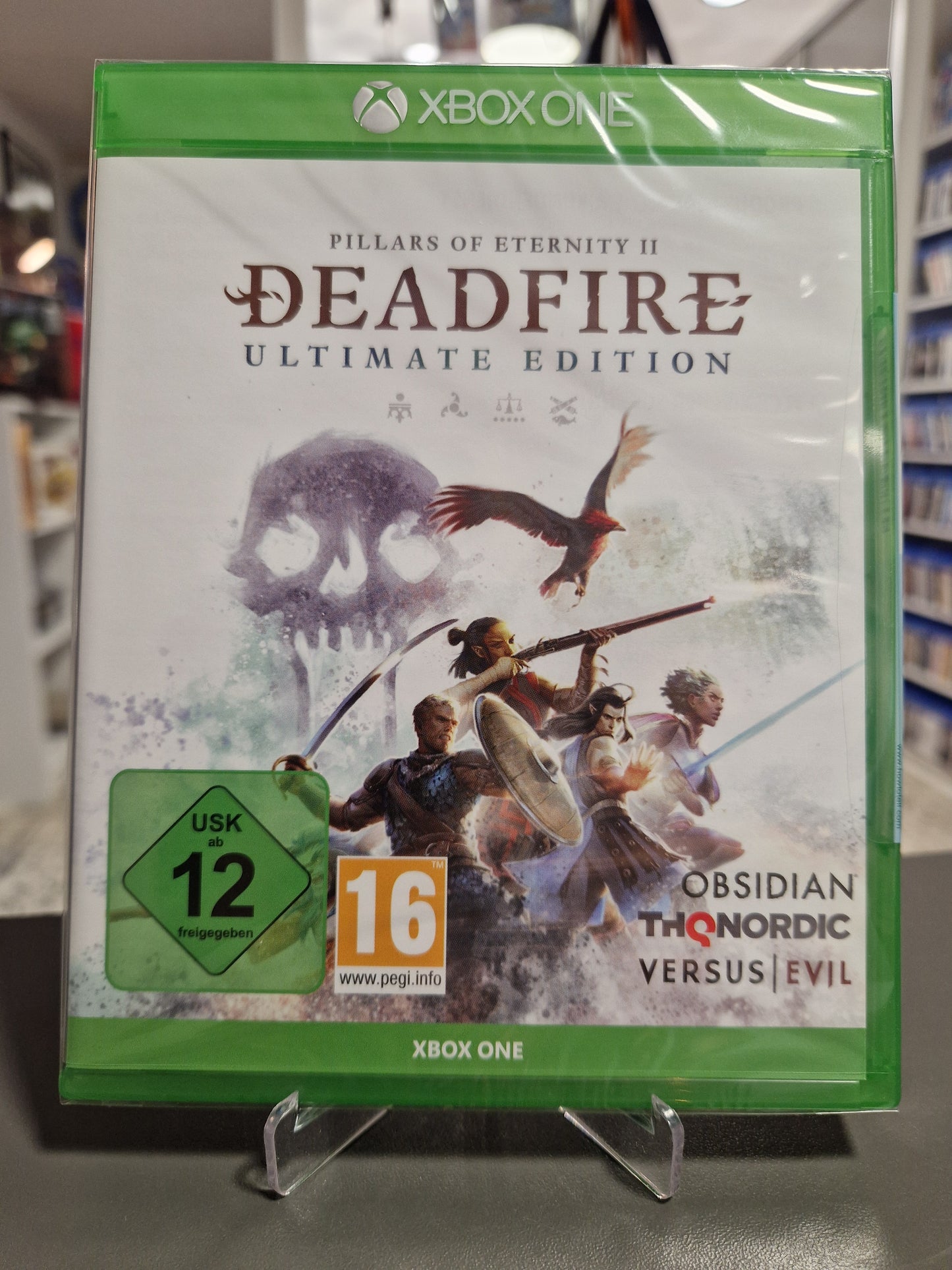 Vorderseite der originalverpackten Xbox One Hülle von Pillars of Eternity II Deadfire Ultimate Edition mit USK 12 Logo.