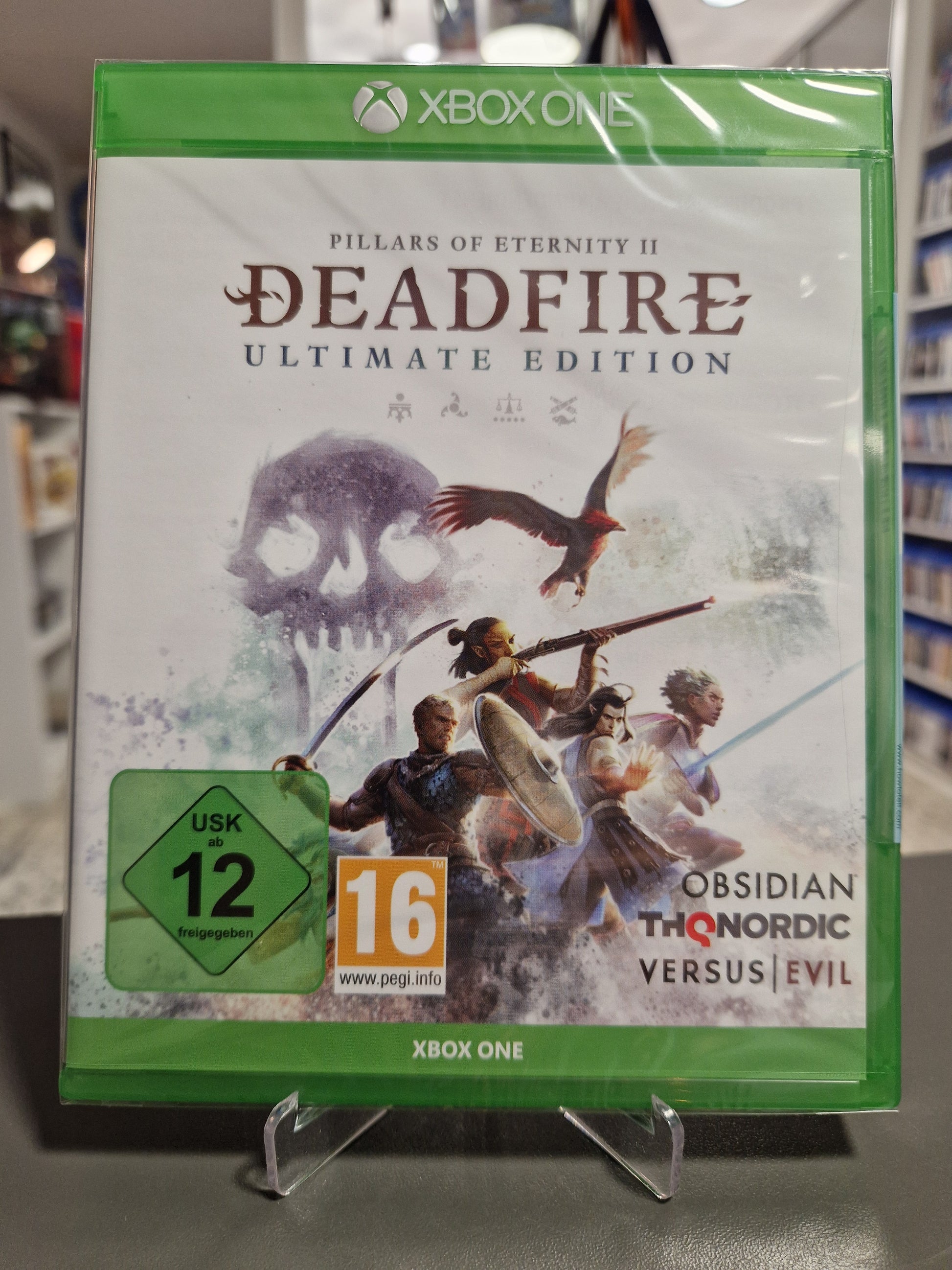 Vorderseite der originalverpackten Xbox One Hülle von Pillars of Eternity II Deadfire Ultimate Edition mit USK 12 Logo.
