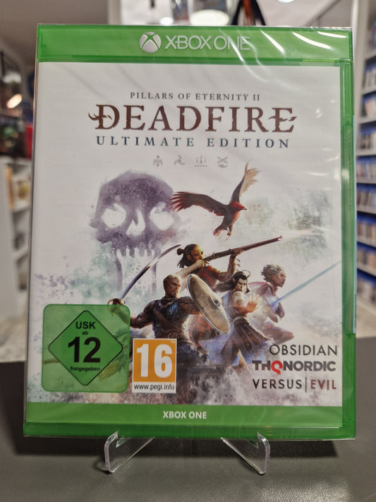 Vorderseite der originalverpackten Xbox One Hülle von Pillars of Eternity II Deadfire Ultimate Edition mit USK 12 Logo.