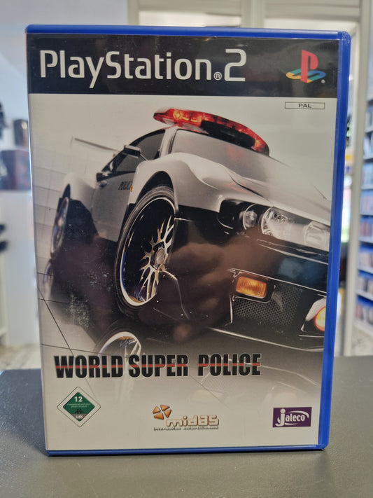 Vorderseite der PlayStation 2 Hülle von World Super Police mit USK 12 Logo.