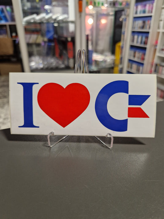 Original "I ❤️ Commodore" Vintage Aufkleber Sticker C64 Amiga Logo rot blau unbenutzt Memory Lane Shop Ostfriesland