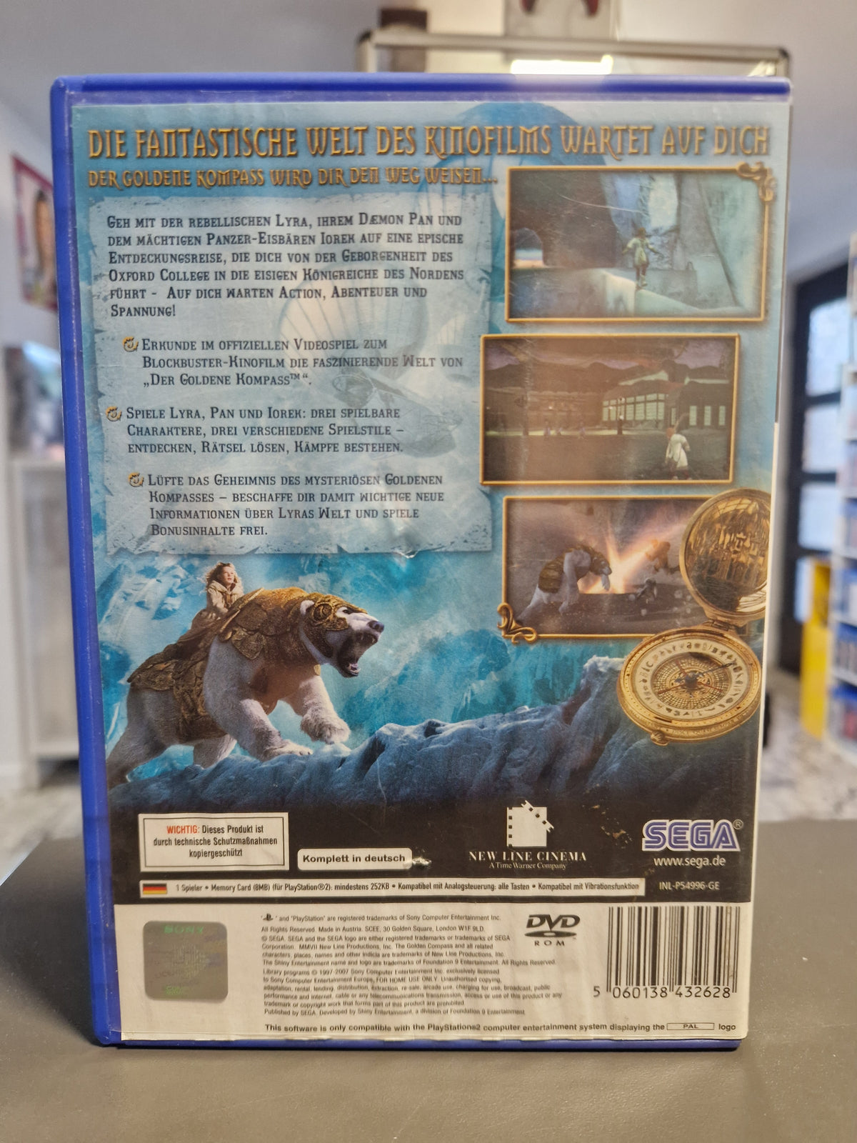 Rückseite der PS2 Hülle von Der Goldene Kompass mit Barcode 5060138432628