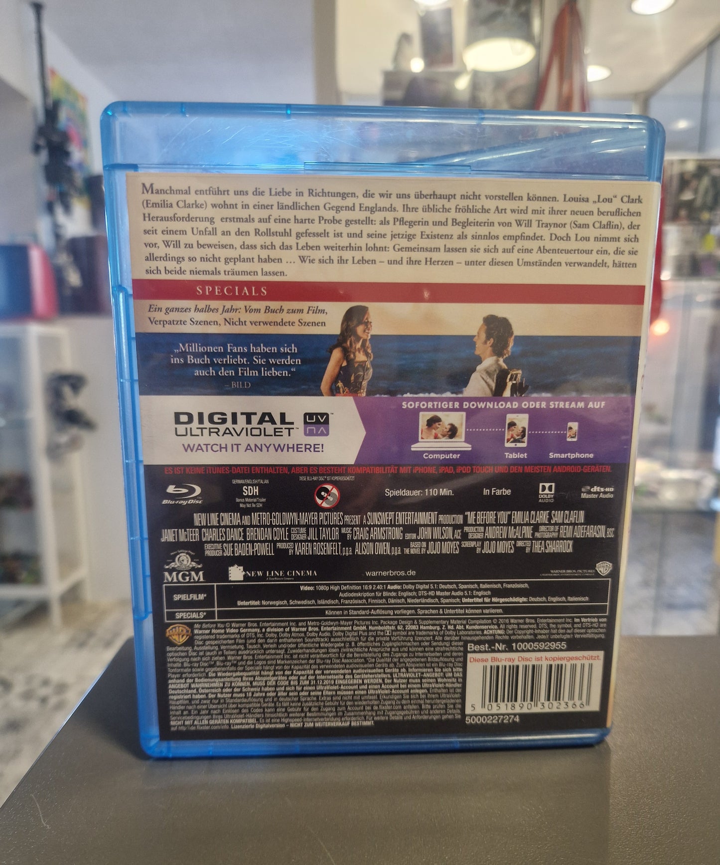 Rückseite der Blu-ray Hülle mit Inhaltsangabe, Bonusmaterial und technischen Details.