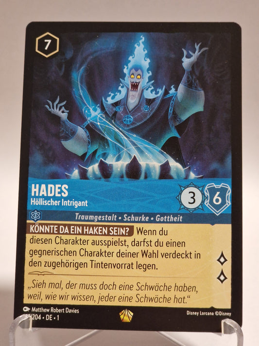Disney Lorcana Sammelkarte Hades Höllischer Intrigant 147/204 Legendär Deutsch Zustand Near Mint Memory Lane Games TCG