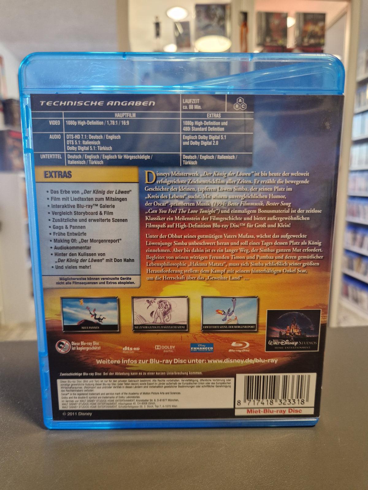 Rückseite der Blu-ray Hülle von Der König der Löwen Diamond Edition mit EAN 8717418323318.