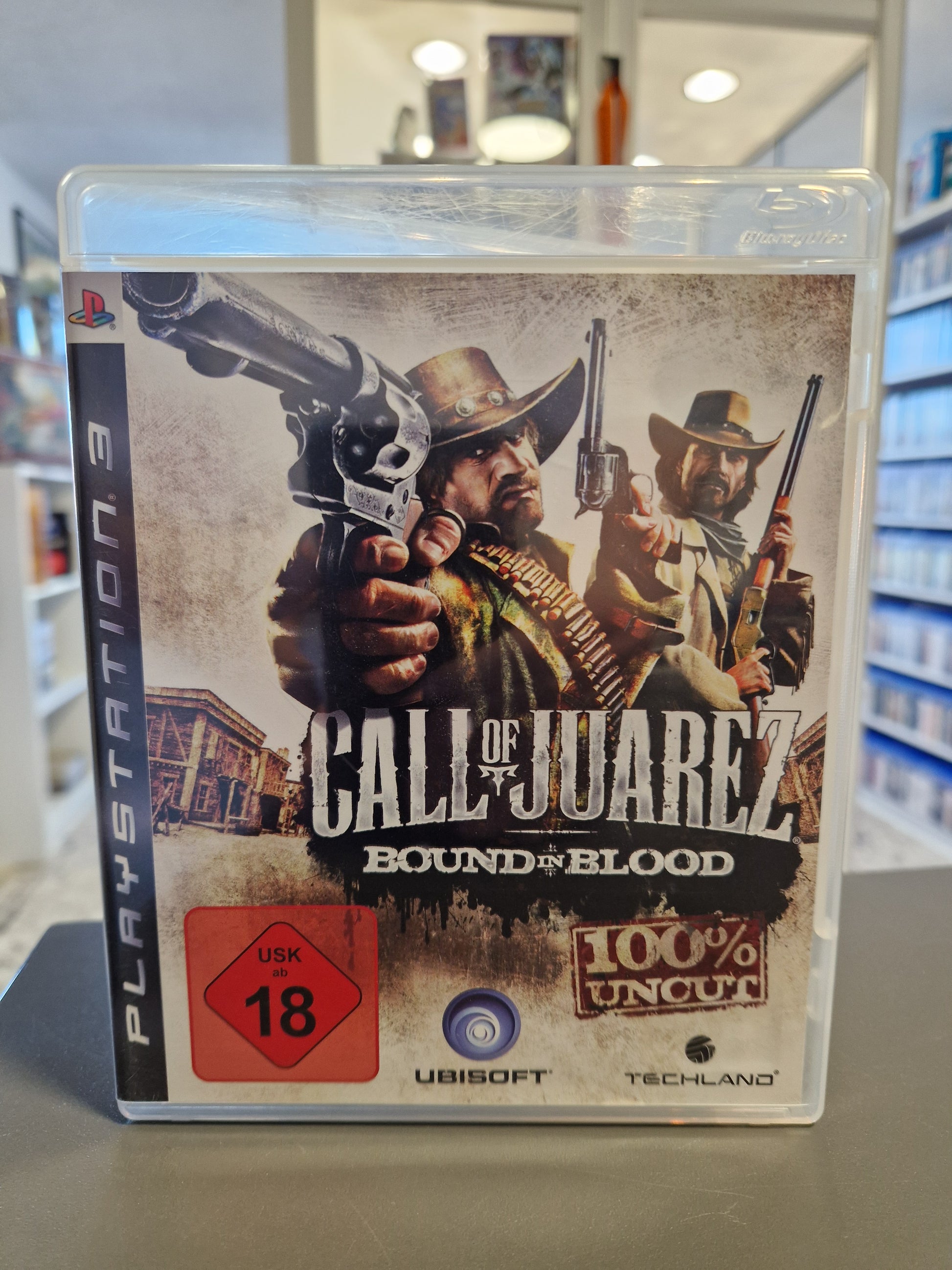 Call of Juarez Bound in Blood PS3 Cover mit den McCall-Brüdern vor Western-Kulisse.