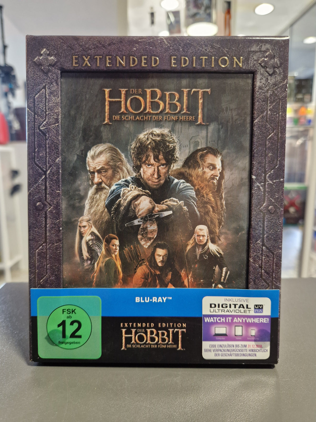 Vorderseite des Schubers der Blu-ray Der Hobbit Die Schlacht der Fünf Heere Extended Edition.