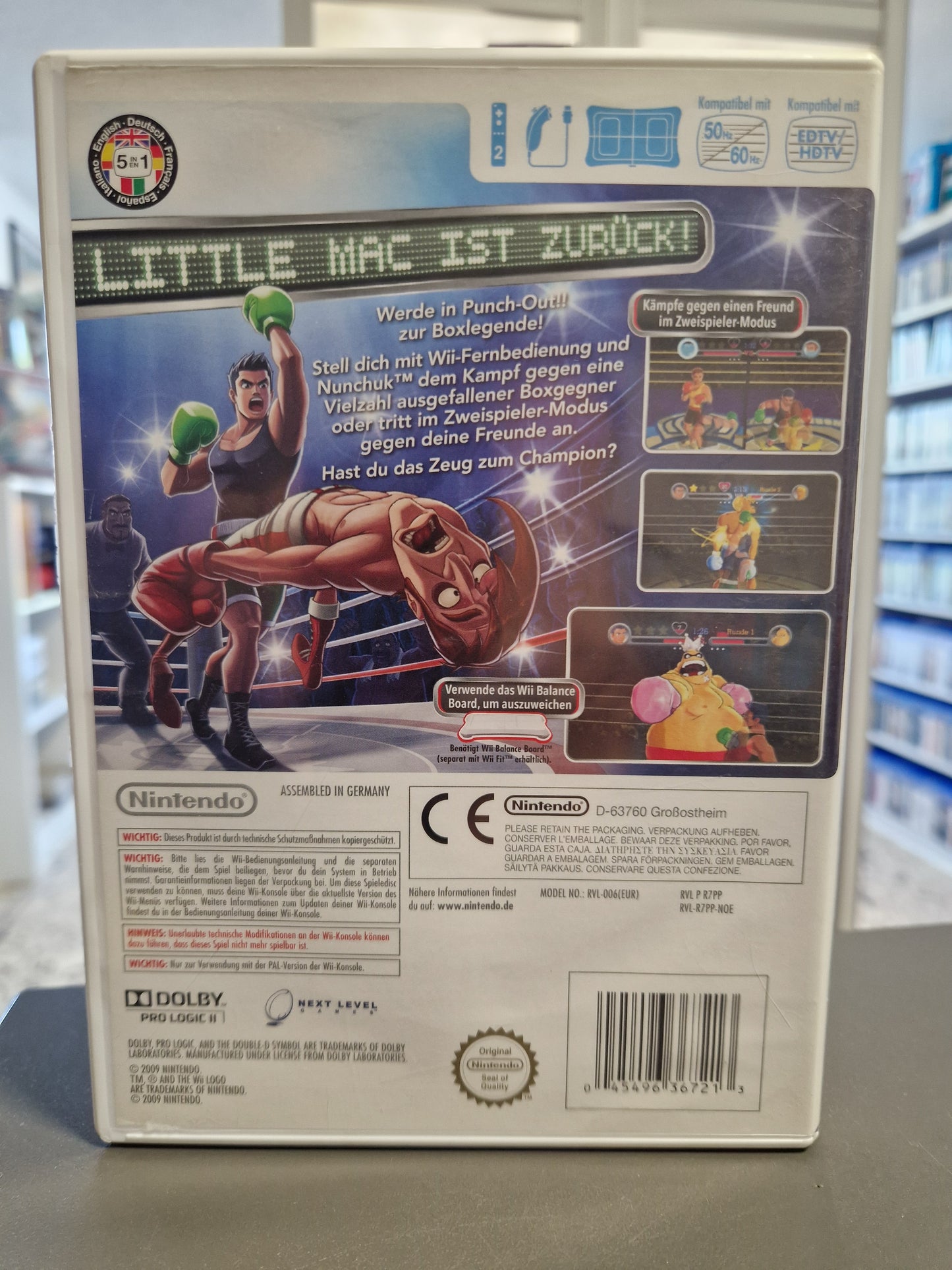 Rückseite der Punch-Out!! Wii Spielehülle mit Screenshots