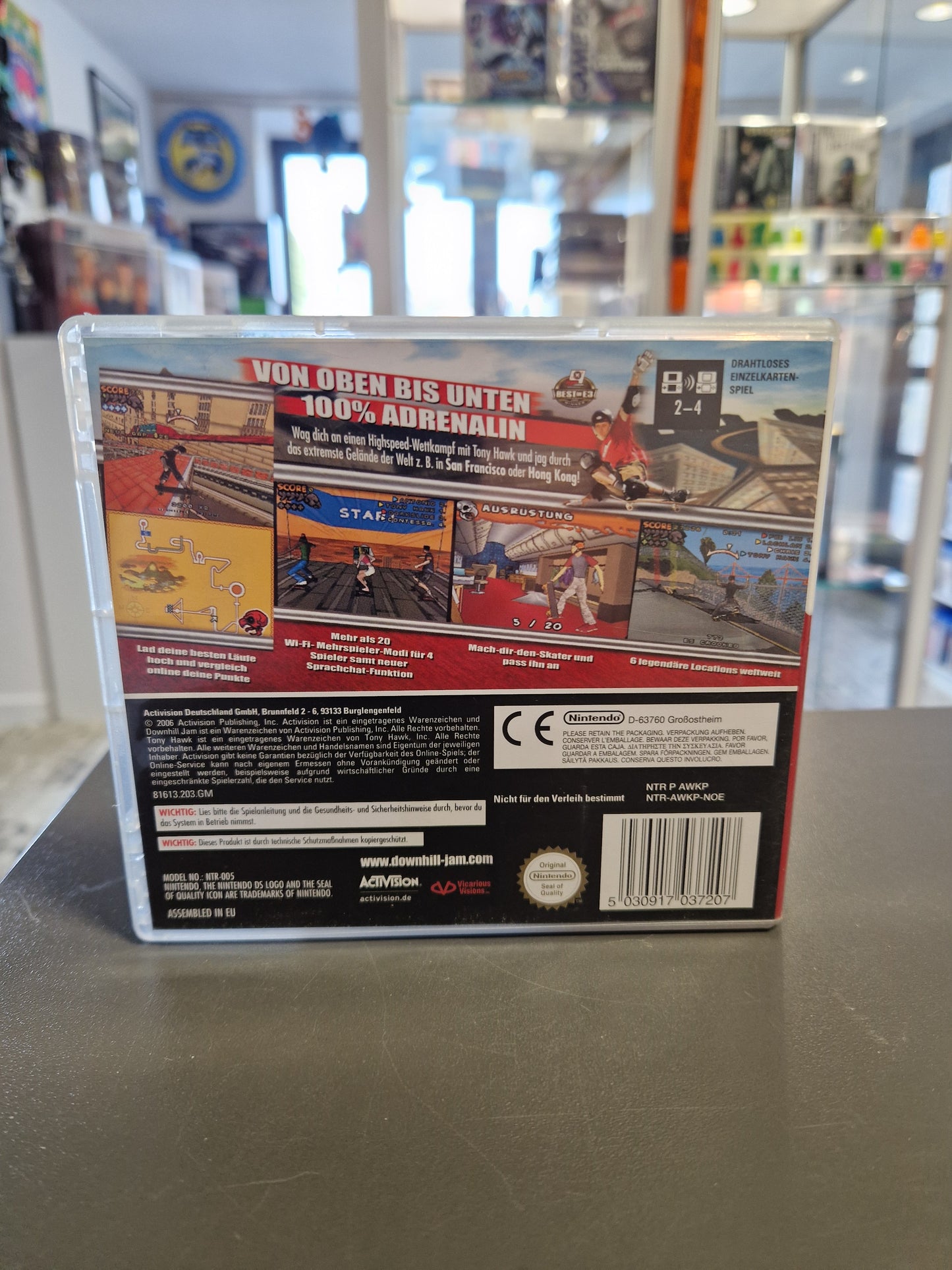 Rückseite der Spielverpackung Tony Hawk's Downhill Jam für Nintendo DS