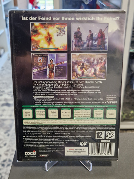 Rückseite der originalverpackten Hülle mit vier bunten In-Game-Screenshots, den Systemanforderungen und sichtbaren minimalen Rissen in der Außenfolie.