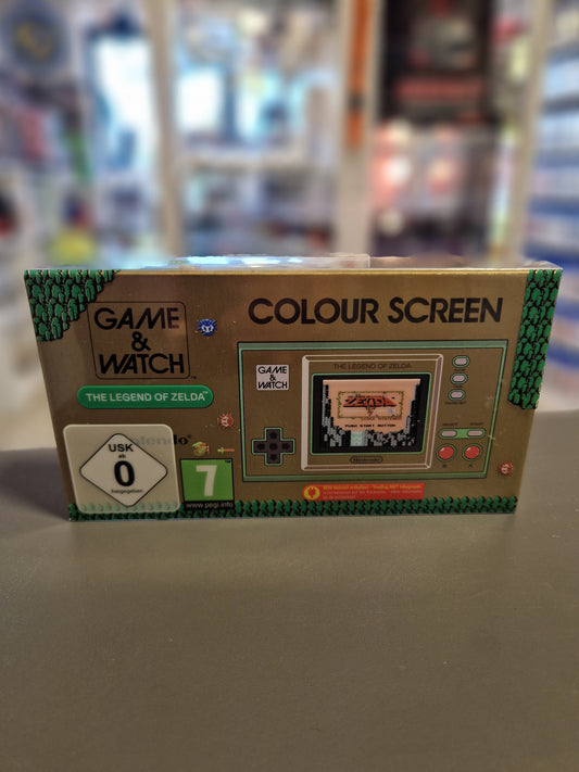 Vorderseite der originalversiegelten OVP der Game and Watch The Legend of Zelda Konsole.