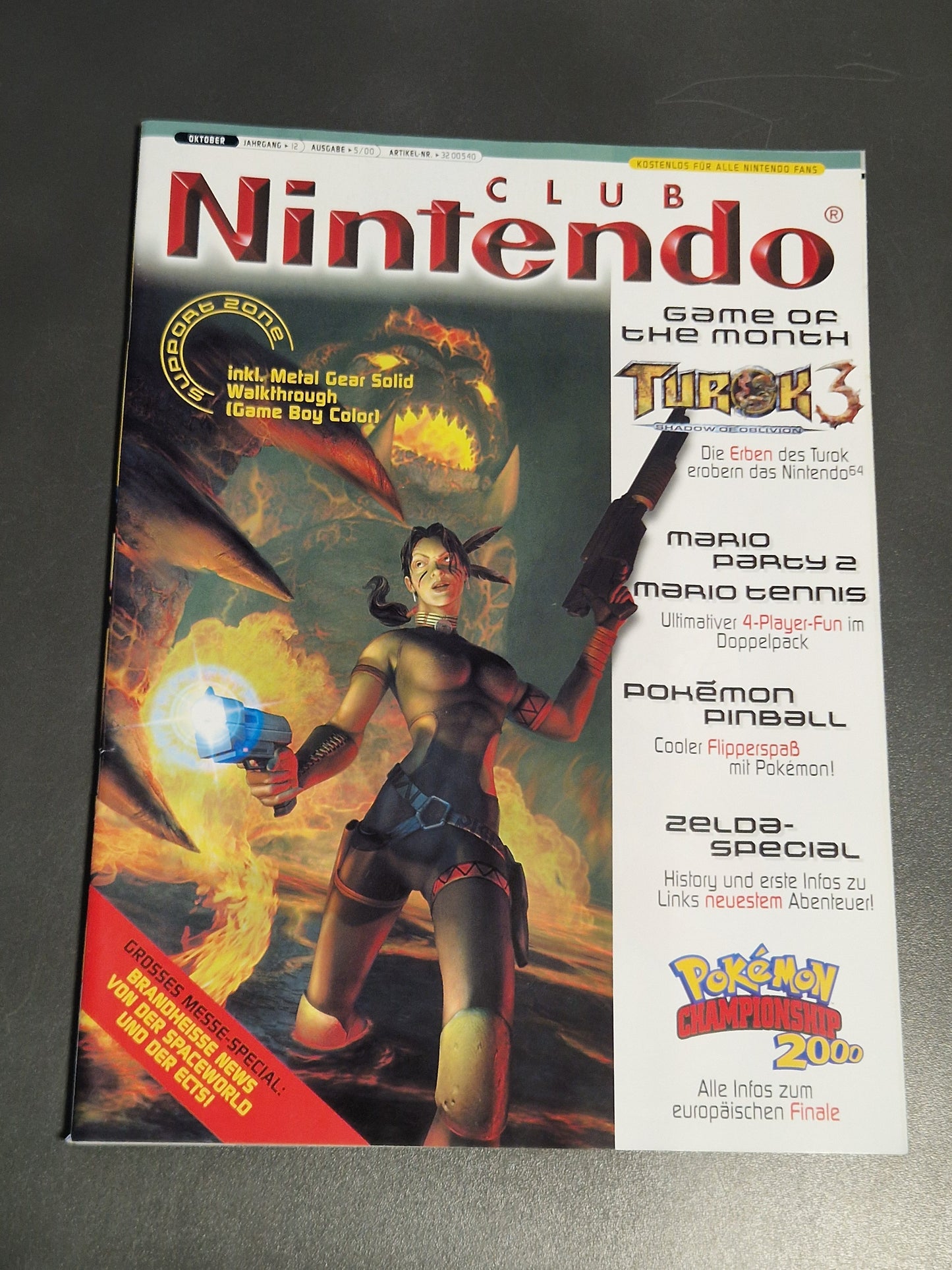 Club Nintendo Magazin Oktober 2000 Cover mit Turok 3 Motiv, Space World Special Ankündigung