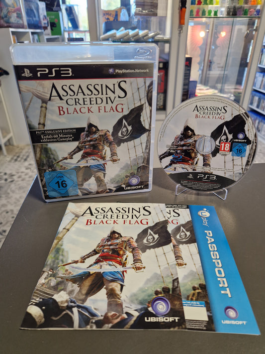 PlayStation 3 Spiel Assassin's Creed IV: Black Flag. Komplett mit Anleitung und Originalhülle. Top-Zustand, geprüft von Memory Lane. Das Original zum kommenden Remake.