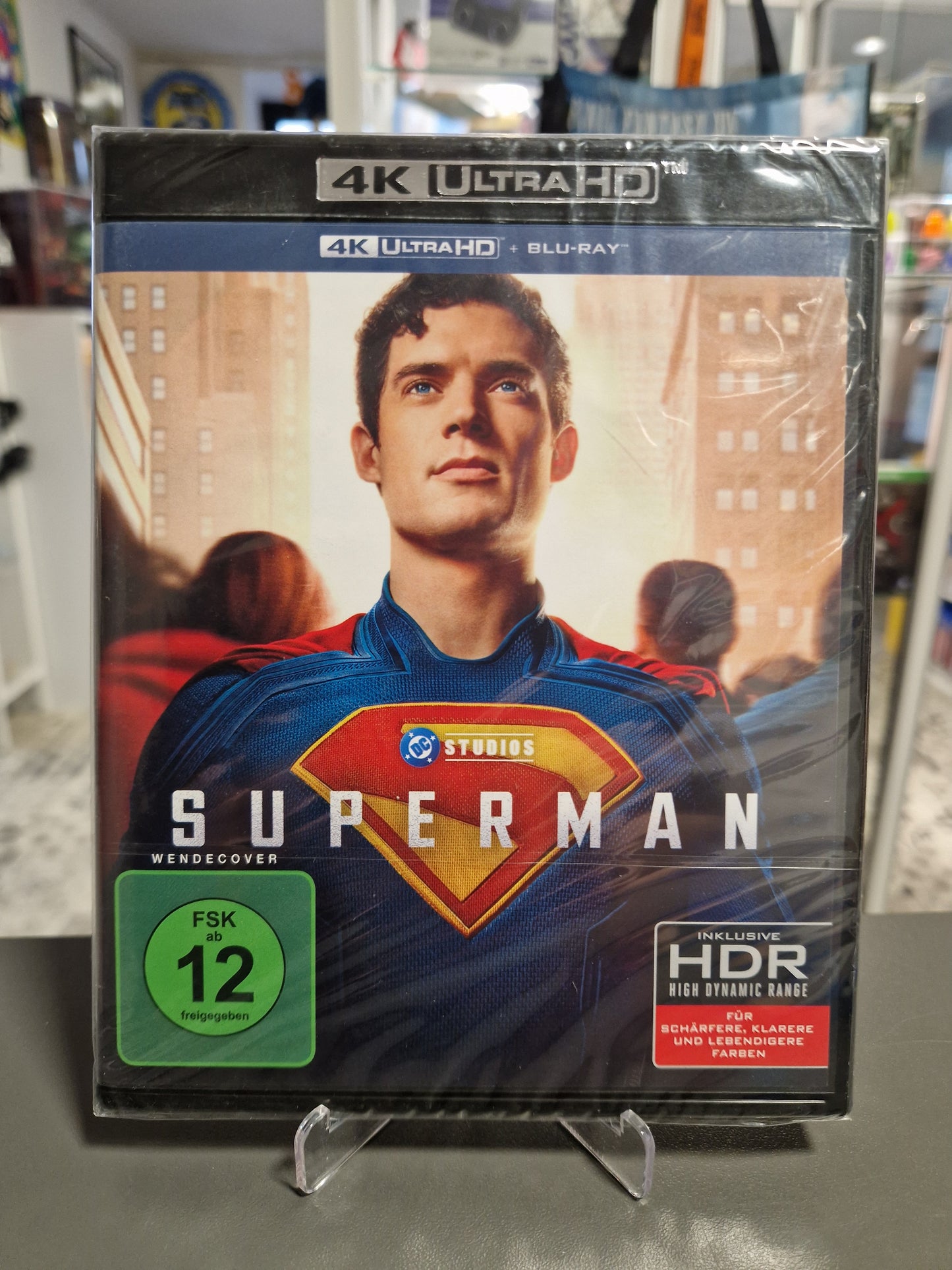 Superman 2025 4K Ultra HD Blu-ray Cover mit FSK 12 Wendecover – DC Studios Film mit David Corenswet