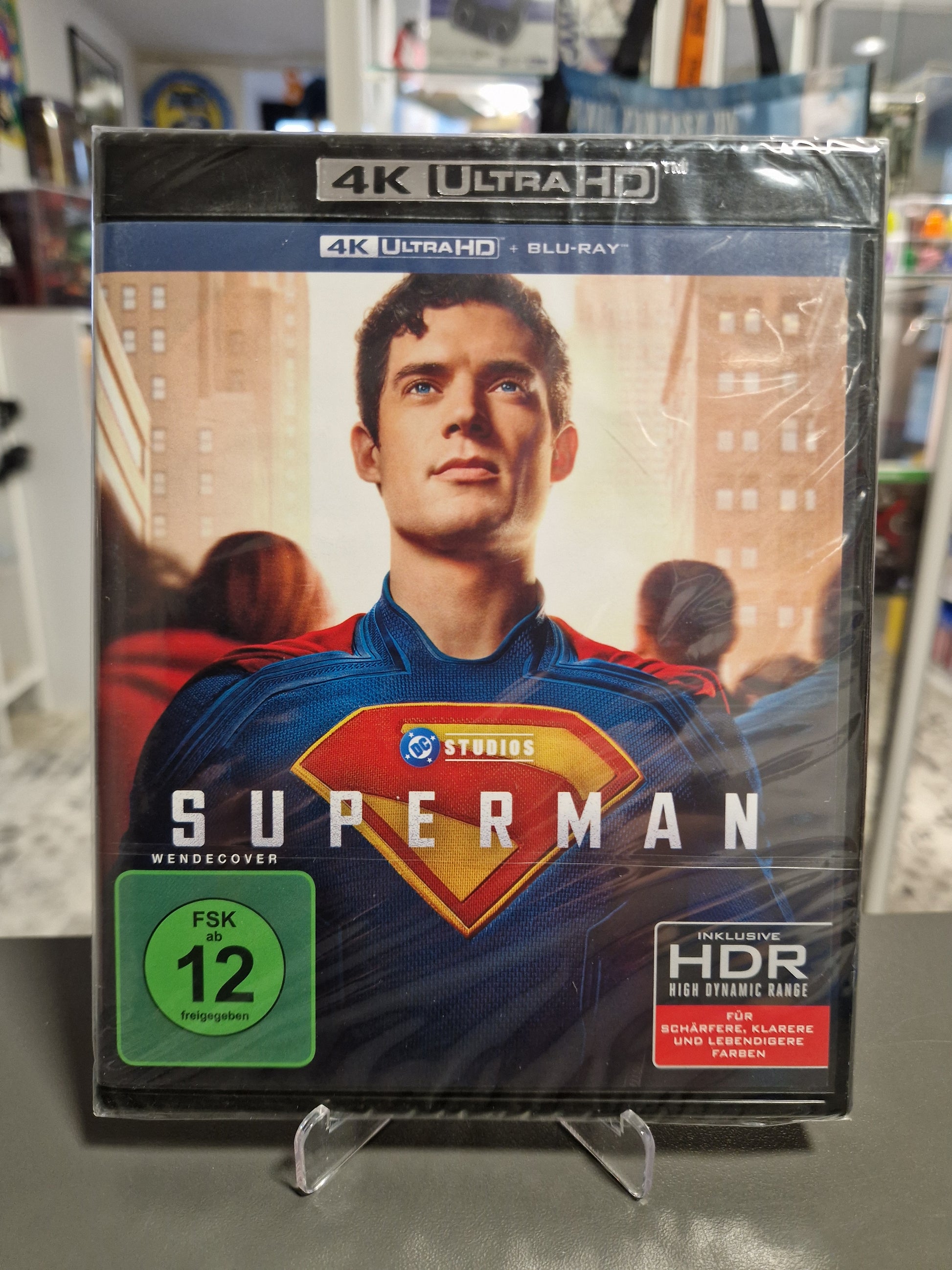 Superman 2025 4K Ultra HD Blu-ray Cover mit FSK 12 Wendecover – DC Studios Film mit David Corenswet