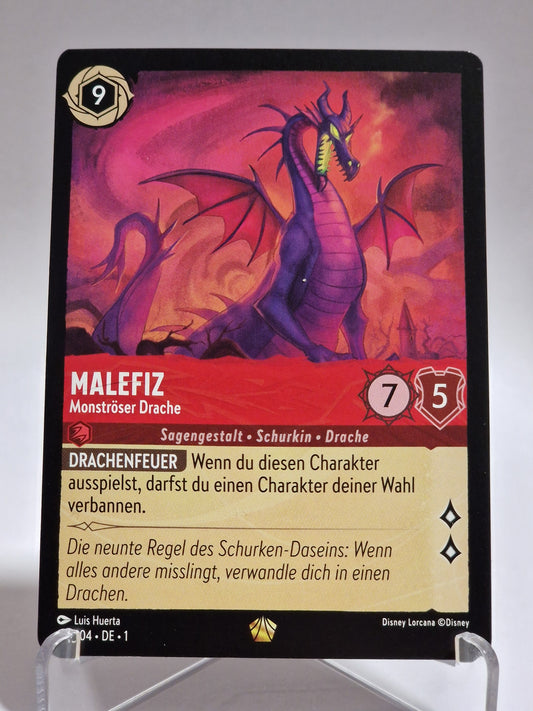 Disney Lorcana Sammelkarte Malefiz Monströser Drache 113/204 Legendär Deutsch Zustand Near Mint Memory Lane Games TCG Shop