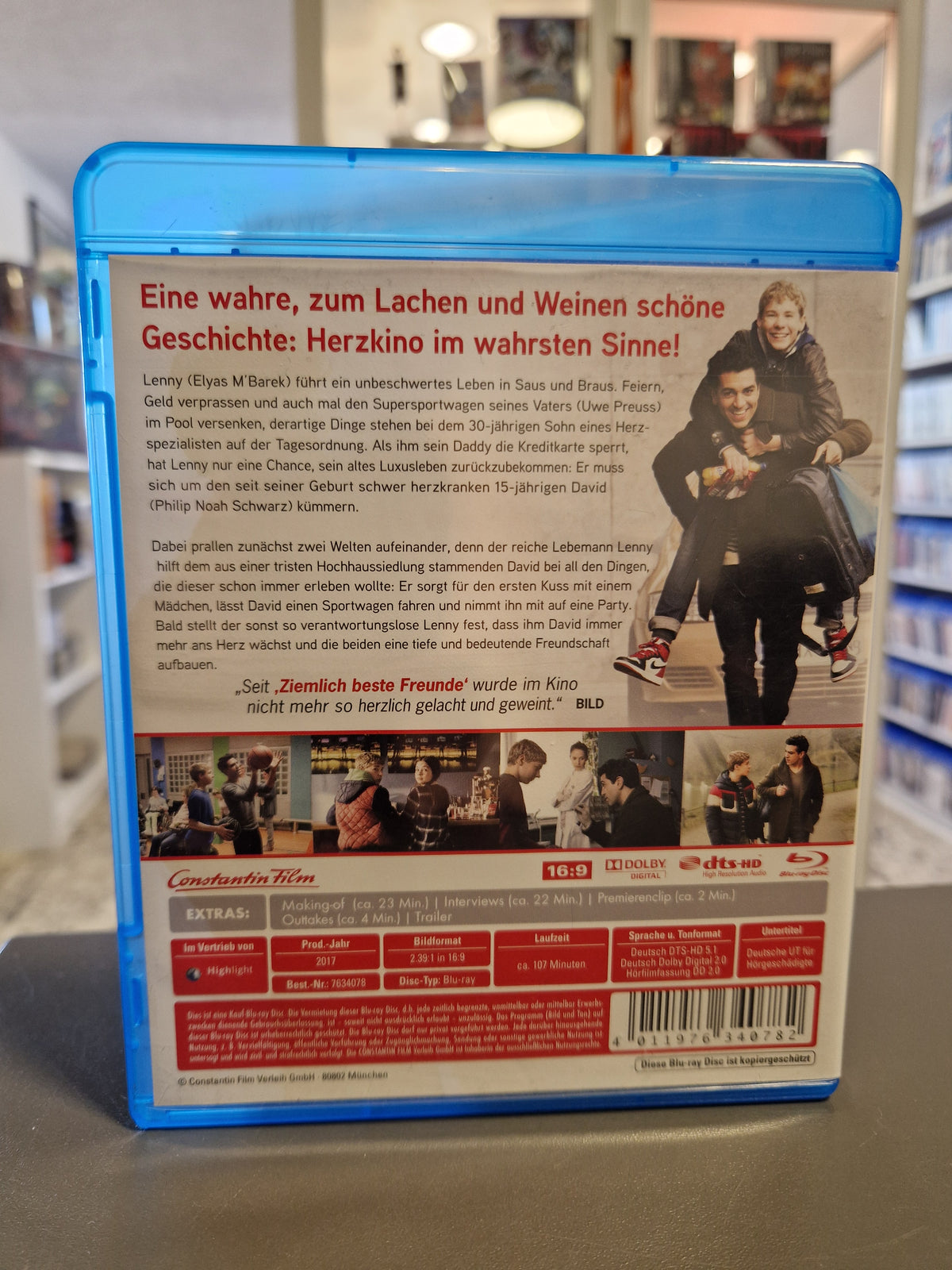 Rückseite der Blu-ray Hülle von Dieses bescheuerte Herz mit Inhaltsangabe und Barcode 4011976340782.