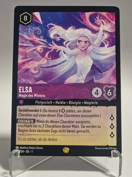 Disney Lorcana Karte Elsa Magie des Winters Legendary Deutsch Vorderseite Sammlerzustand Memory Lane Games