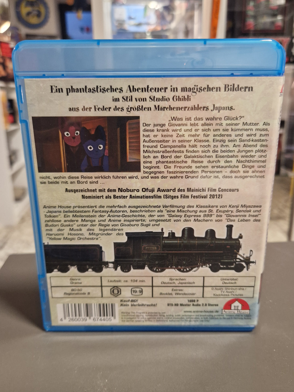 Rückseite der Blu-ray Hülle von Night on the Galactic Railroad mit EAN 4260039674405.