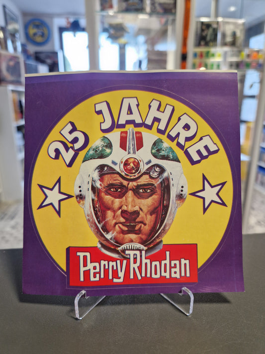 Original Perry Rhodan Vintage Aufkleber 25 Jahre Jubiläum 1986 unbenutzt Vorderseite Memory Lane Shop
