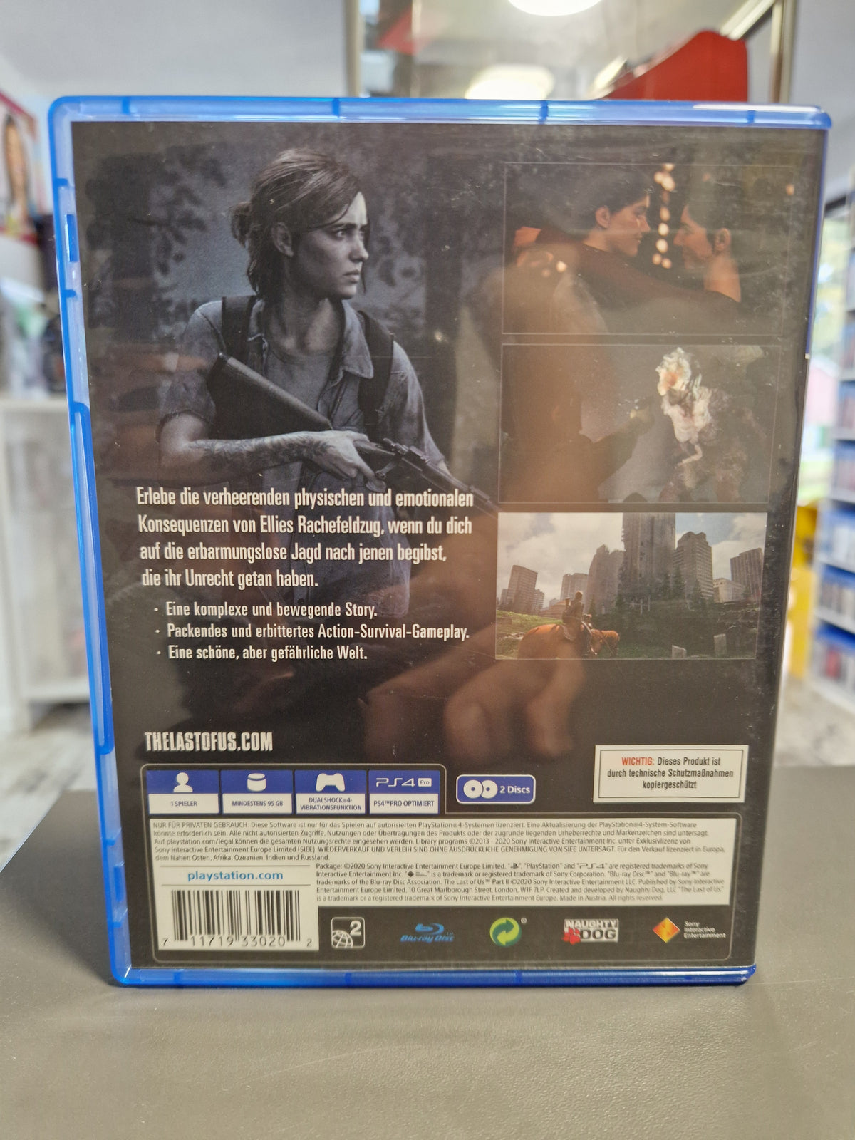 Rückseite der PS4 Hülle von The Last of Us Part II mit Barcode 711719330202