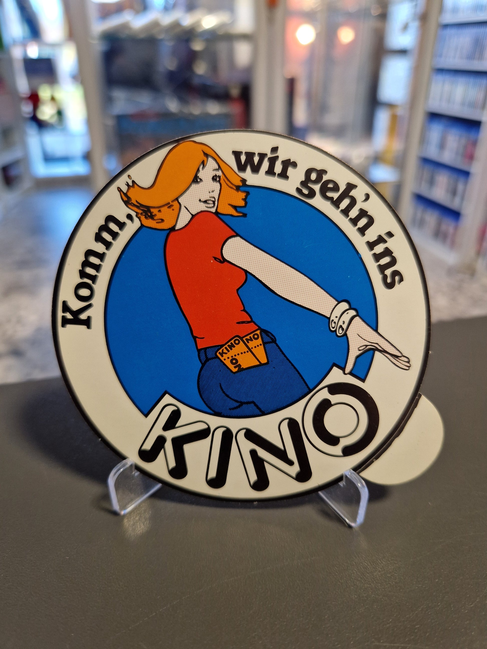 Vintage Aufkleber Komm wir gehn ins Kino 80er 90er Jahre Retro Sticker unbenutzt Sammlerstück Memory Lane Games